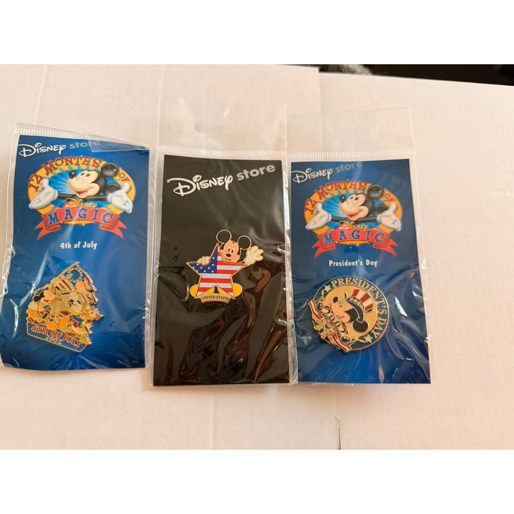 Disney Store 12 Months of Magic 2002 Pins Lot 4th of July Presidents Day Mickey